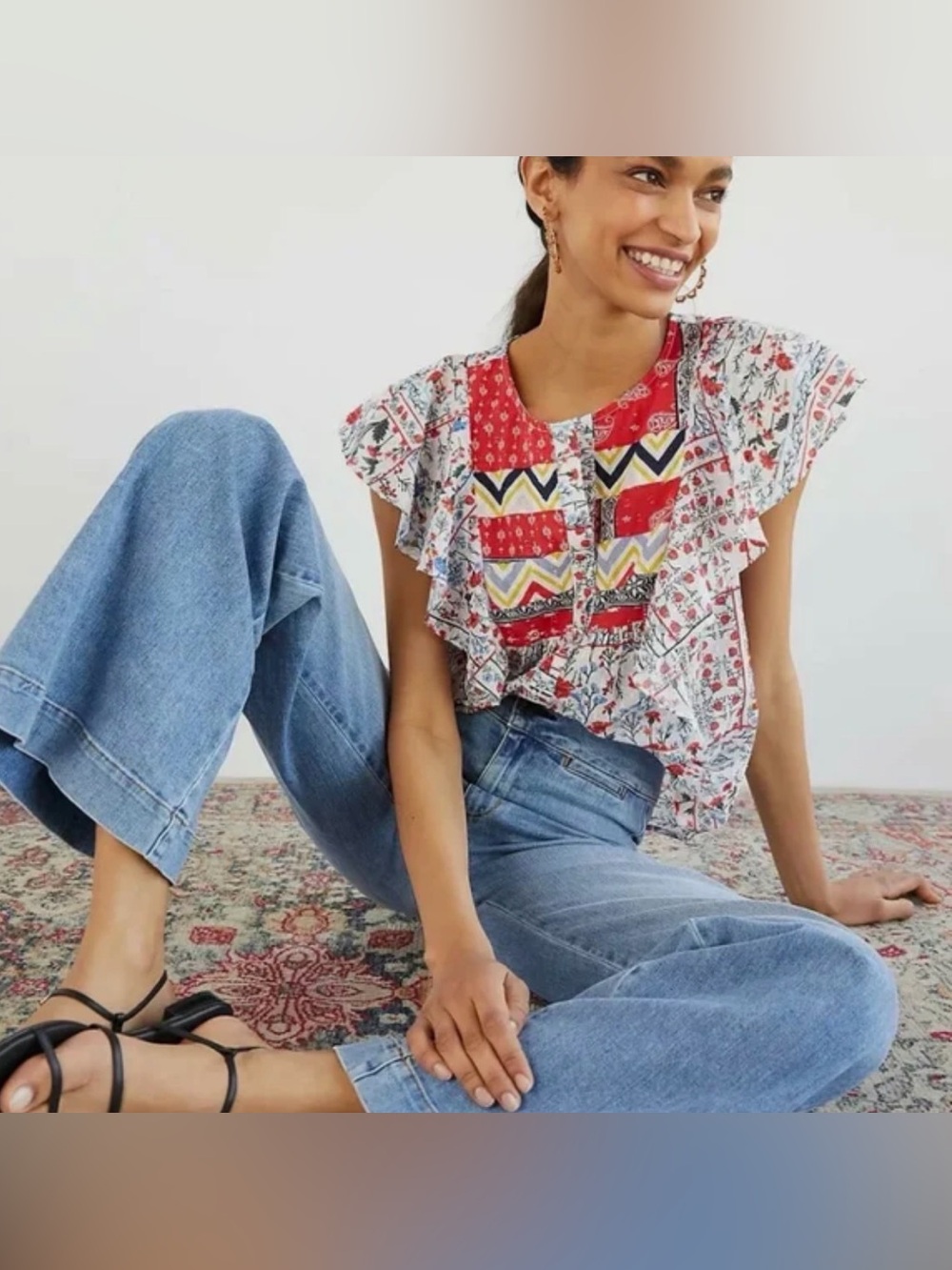 LET ME BE by Anthropologie Bandana Button Down - 2